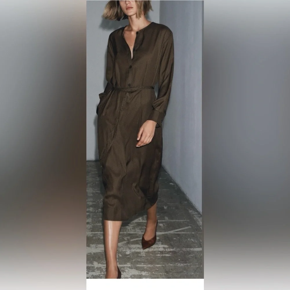 zara midi wrap dress Zara Satin Effect Wrap Dress Mini Midi Green Draped XS S BNWT